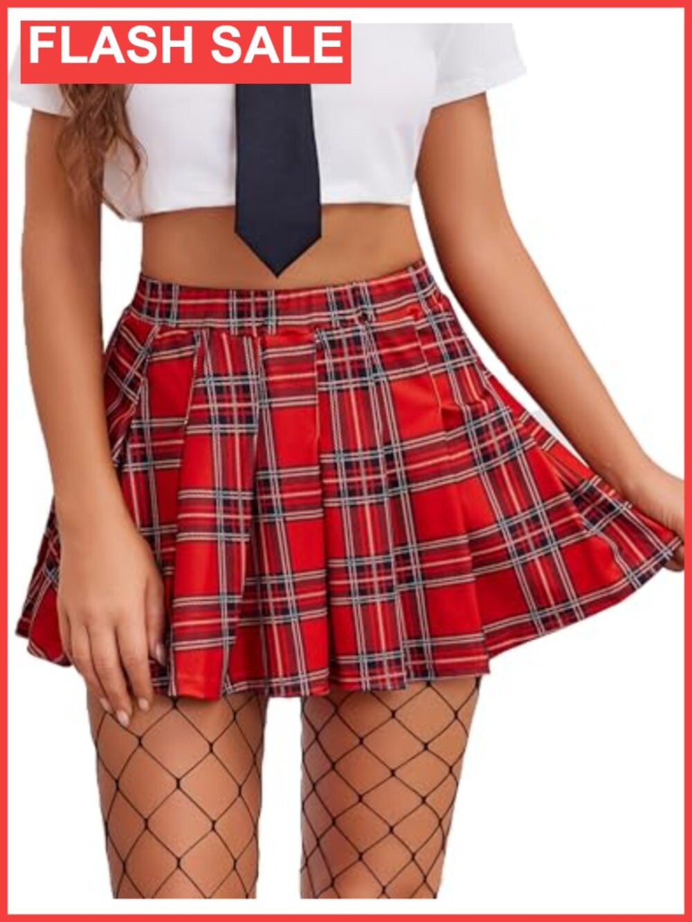 Avidlove Pleated Mini Skirt High Waist A-Line Cheerleader School Uniform